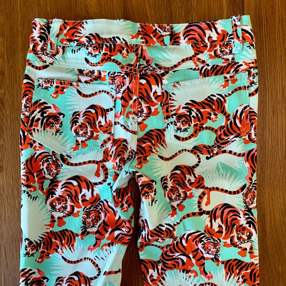 KENZO KIDS Girls Tiger Print Jeans Size 5 5T Girl EUC Tigers Safari Cotton Pants - Picture 3 of 10